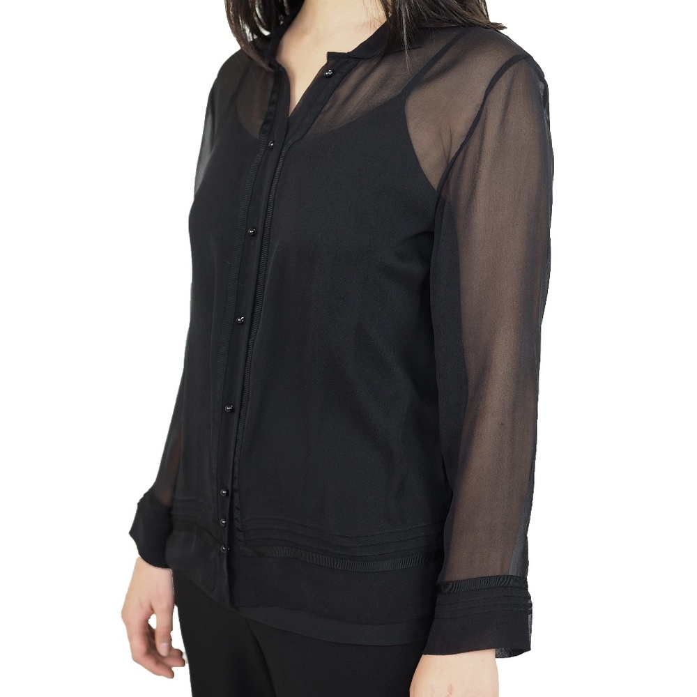Eileen West Black Long Sleeve Blouse with Cami•2pc - Picture 3 of 7